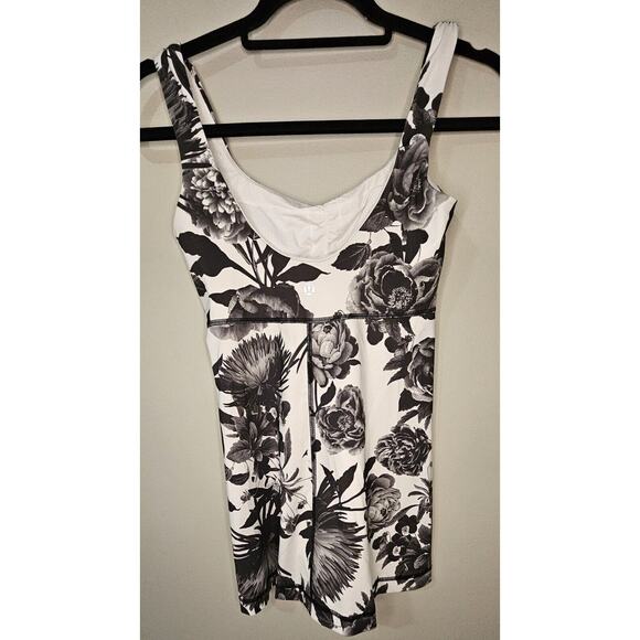Lululemon Aria Tank II Brisk Bloom Black White Size 4 Yoga - Picture 3 of 7